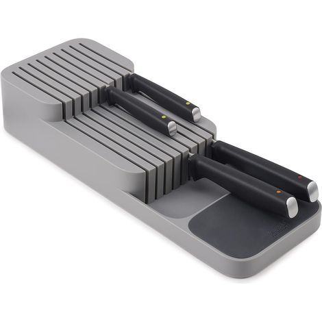 Knife Organizer, Holds Up to 9 Knives, Kitchen Organization and Drawer Storage – Compact, Gray (1/4)