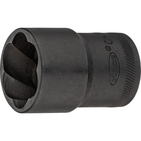 VIGOR Spiralnutenausdreher-Einsatz, 1/2 (12,5 mm) Vierkant hohl, Außen Schraubenausdreher Profil, SW 27 mm (1/4)