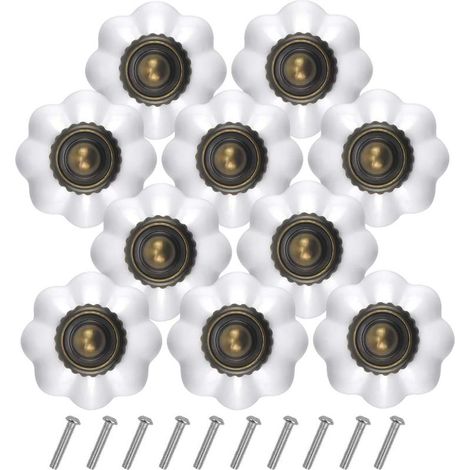 10PCS Bronze Vintage Boutons de Tiroir, 30MM Blanc Tiroir de Porte Poignée, Rond Bouton de Meubles, Boutons de Porte Chambre d'enfant, Poignées de Meuble pour Placard Armoire Cuisine (1/5)