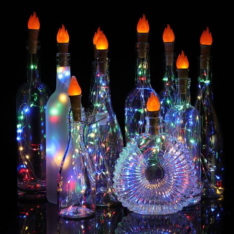 Set de bouchons lumineux pour bouteilles avec vingt LED filaires deco pour fêtes et mariage lumieres miniatures etanches (1/5)