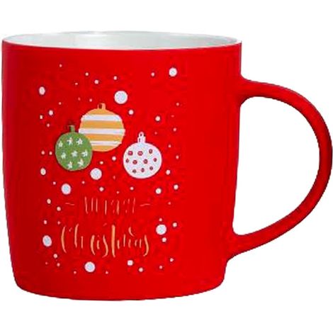 Tazza natalizia grande in porcellana floccata da 390 ml, Ø 8,6 x 9,2 cm -Stile 1