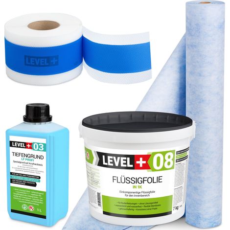 LEVEL+ Dichtset für Duschabdichtung Bad Dichtband Flüssigfolie 7kg SET311 (1/5)