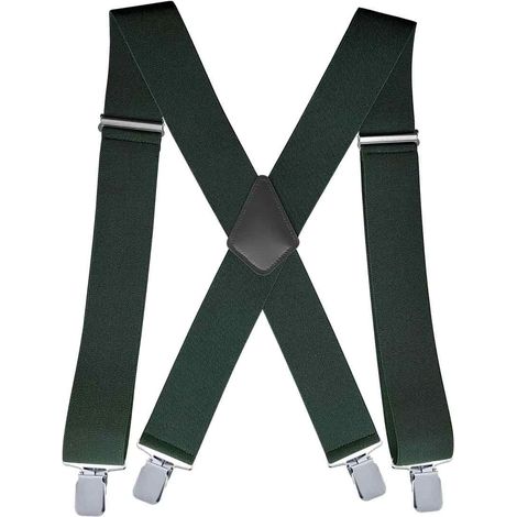 Suspensorios Hombre - Cinta Elástica 2 Pulgadas - Diseño X Back Ajustable 90-130 cm - Terminales en Cuero con Pinzas Metálicas - 1 Unidad (1/5)