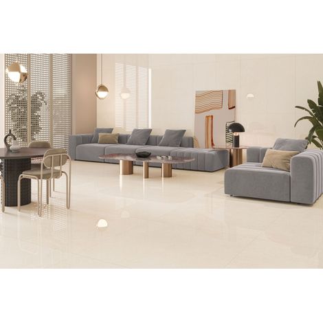 Senlis – Baldosa porcelánica efecto mármol · interior - Crema - 60x120 cm Pulido - Caja (1/4)