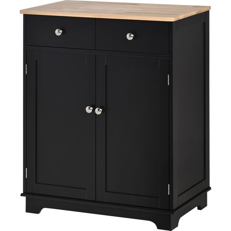 Buffet avec étagères réglables et pancartes 68x40,3x85cm noir bois naturel