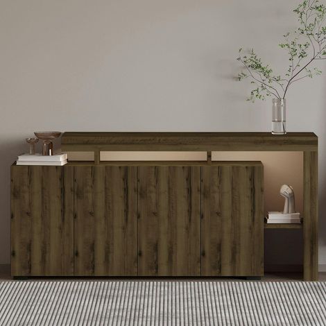 Buffet 4 portes décor noyer clair à cadre ouvert AURA (1/5)