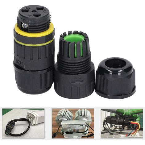 Conector eléctrico de 3 polos EW-M20-3P, resistente al agua IP68, de silicona negra y PA66, para cables de 9–12 mm, para iluminación LED exterior – paquete de 5 (1/5)