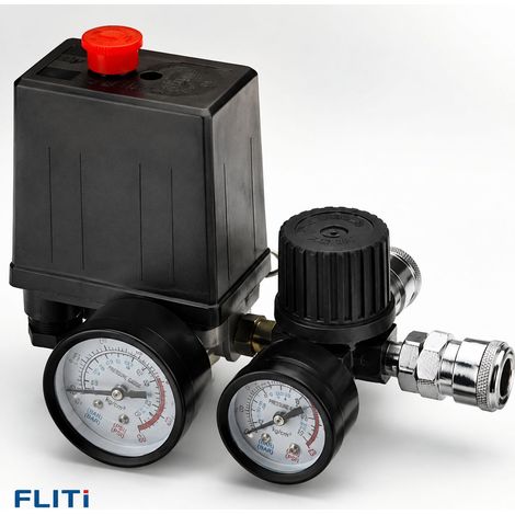 Régulateur Pressostat Air 220V 0-180 PSI G1/4 3000 L/min Aluminium Professionnel (1/5)