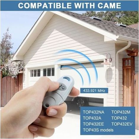 2PCS Télécommande Universelle de Portail, 433.92MHz Key Fob Transmitter Compatible avec Came Top432NA/432EE/432EV/432A/432M/432S/T432 (1/4)