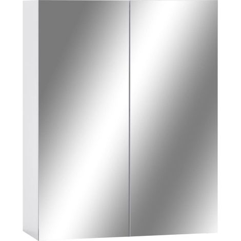 Armoire à miroir de salle de bain Blanc 60x15x75 MDF (1/5)