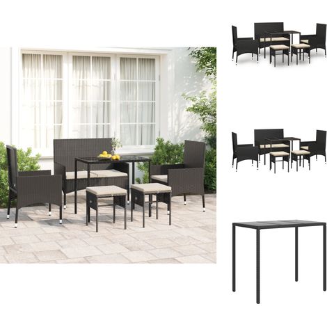 Gartenmöbel-Sets - Living 6-tlg. Garten-Lounge-Set mit Kissen Schwarz Poly Rattan (1/5)