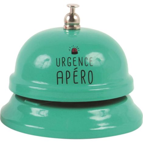 Cloche de table verte en métal – Message ludique pour apéritif – Format compact 6 cm de hauteur – Accessoire déco amusant – La Chaise Longue