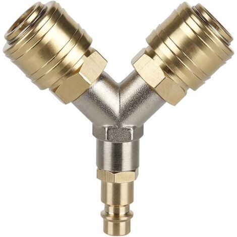 Distributeur d'air Comprimé, Connecteur d'air Comprimé, Interrupteur d'air Comprimé, Avec deux Connecteurs Filetés 1/4 Pouce, en laiton Antirouille, Entièrement Assemblé, Prêt à l'emploi (1/4)