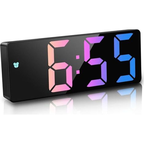 Réveil numérique amélioré pour chambres, horloge numérique LED à double alimentation, format 12/24 heures, luminosité réglable, fonction snooze, horloge de bureau pour la maison et le bureau (1/5)