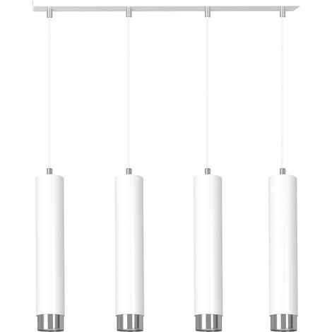 Lampada a Sospensione Kibo, Acciaio verniciato a polvere, Bianco, Cromo, 60x100x6 cm (1/5)