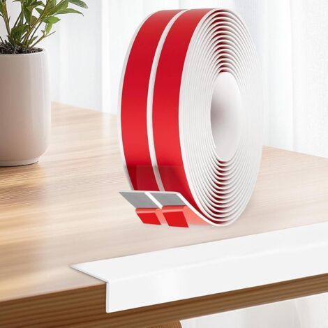 (White, 2cm x 3m) Adhesive Wall Corner Protection, TPE Corner Strips, Waterproof Thick L-Shaped Soft Skirting Corner Strip for Walls, Doors, Kitchen, Windows (1/5)
