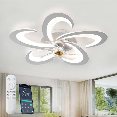 Ventilateur de Plafond avec Lumières et Télécommande, Dimmable LED Lustre Ventilateur, 65cm Lampe Plafonnier Ventilateur Silencieux Pour Salon, Chambre à Coucher, 6 Vitesses (1/5)