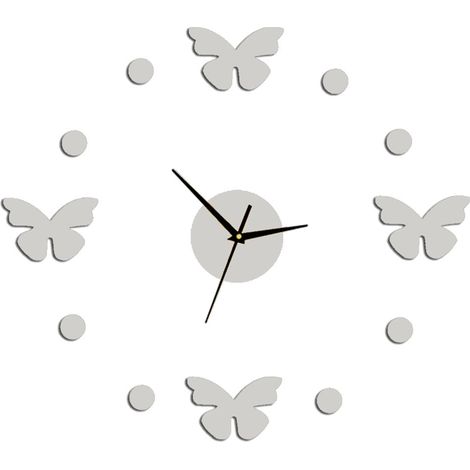 Horloge Murale 3d - Surface Miroir Acrylique - Silencieuse Sans Cadre - Pour Salon Chambre Bureau - Kit Diy À Assembler (1/5)