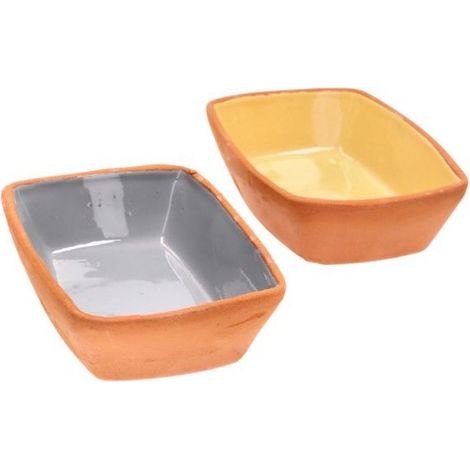 Set de 2 terrinas rectangulares de terracota 19x9