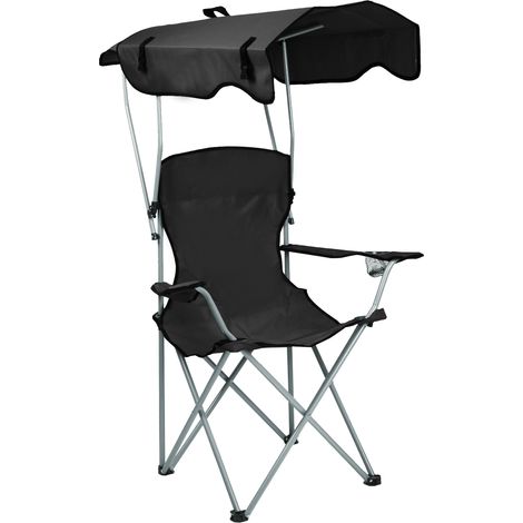 Chaise de Camping Pliable et Portable avec accoudoirs et Porte-gobelets Chaise de Pêche Chaise Plage Légère noir (1/5)