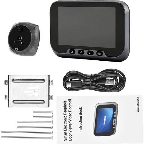Sonnette vidéo judas 4,5 pouces pour porte d'appartement, judas numérique LCD 2 MP, caméra infrarouge couleur 1080p avec détection à 135°-AquaForge
