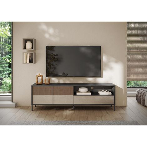 Meuble TV 206 cm chêne mercure/gris argile Evoria (1/5)