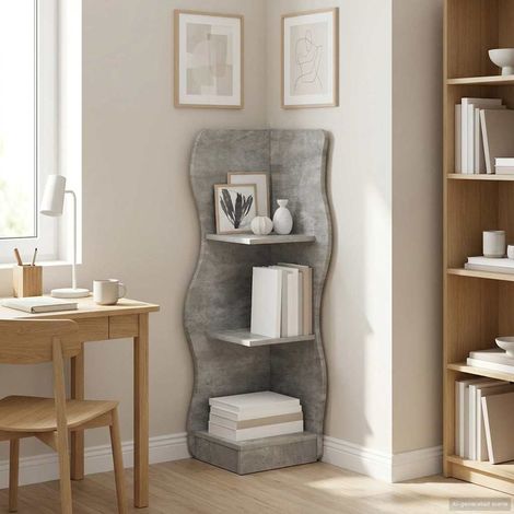 vidaXL Étagère d'angle Gris béton 34 x 33 x 102 cm Bois d'ingénierie