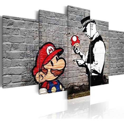 Quadro - Super Mario Mushroom Cop (Banksy) - 200x100
