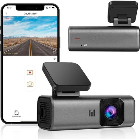 Caméra embarquée 2K WiFi 1440p pour voiture, caméra avant, diffusion vocale (1/5)