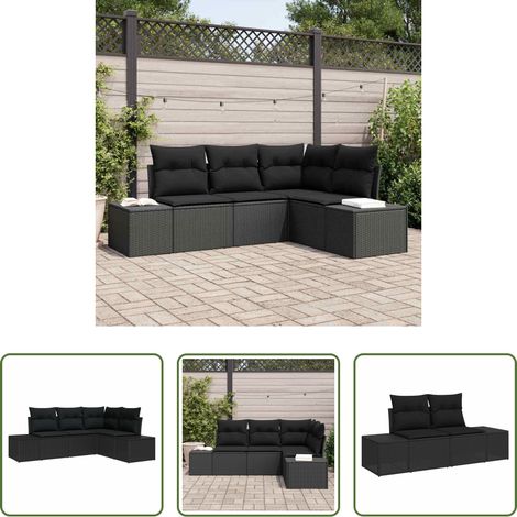 Terrassensofa -  Gartensofa-set 4 pcs Schwarz Poly-Rattan (1/5)