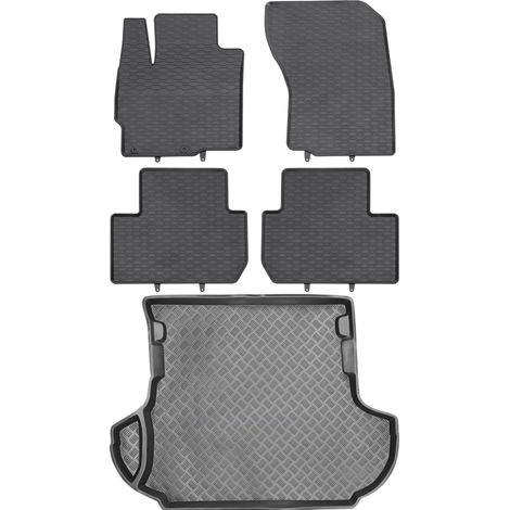 Set di tappetini in gomma per auto e tappetino per bagagliaio per Mitsubishi Outlander II SUV dal 2006 al 2013.