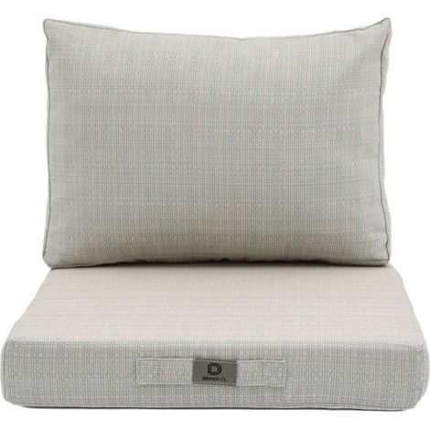 Coussins pour salon de jardin déhoussable 50x50cm Beige Chiné Turquoise (1/5)