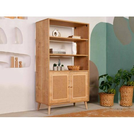 Dmora - Libreria Lyndra, Scaffale da ufficio, Mobile portalibri, Biblioteca, 90x40h110 cm, Quercia, con imballo rinforzato, con imballo rinforzato (1/5)