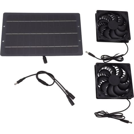 Ventilateur Solaire 10W Double Flux pour Poulailler Serre Abri, Kit Panneau Solaire Étanche Montage Mur (1/5)