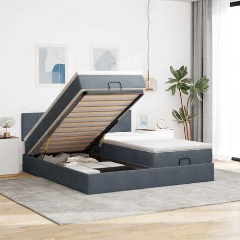 Ottoman-Bett mit Matratzen Dunkelgrau 200x200 cm Samt (1/5)