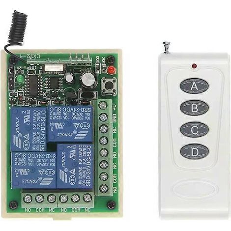 Interrupteur de télécommande sans fil RF DC 12V 24V 4CH utilisé pour l'inversion de marche et la rotation inverse des moteurs, la lampe d'ordinateur, la pompe, l'arrêt d'urgence - JXLGV (1/4)