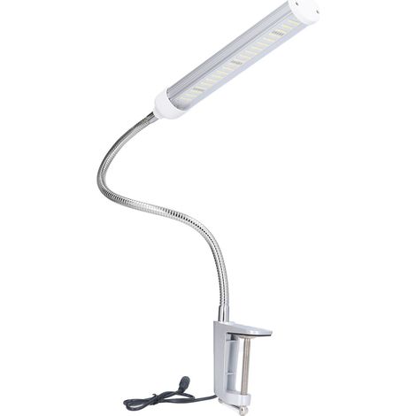 Lampe de travail LED à col de cygne argenté avec pince en C, 21 W, intensité variable, pour machines-outils, en aluminium, prise US 100-240 V (1/5)