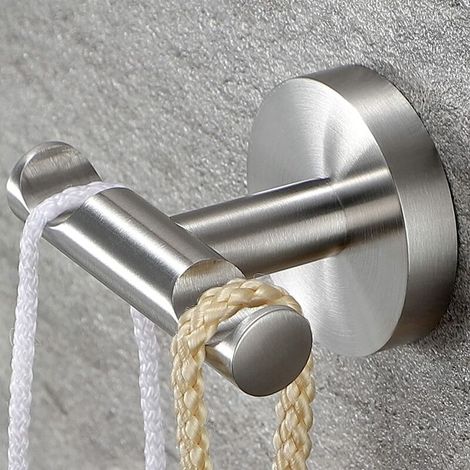 Crochet porte-serviettes, crochet mural, porte-serviettes, crochet pour vêtements, crochet rond en acier inoxydable pour peignoir, salle de bain, cuisine, toilettes, chambre, salon (1/4)