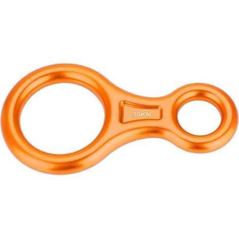 Lntyq Anneau d'escalade 8, descendeur de Corde Haute résistance 35KN en Alliage d'aluminium Figure 8 descendeur de Corde Anneau de Descente d'escalade Durable pour l'escalade(Orange)