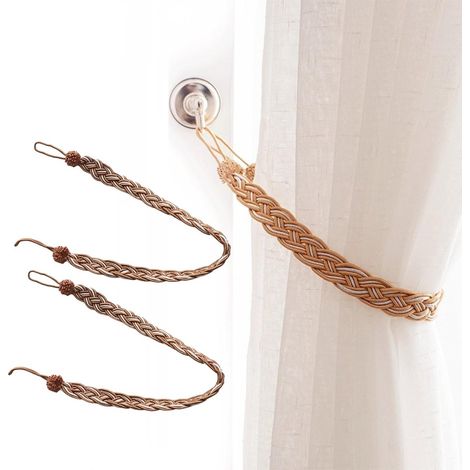 Embrasses pour rideaux lot de 2 en polyester marron longueur 59 cm accessoires décoratifs pour tentures (1/5)