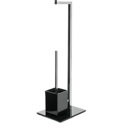 Elegante soporte de ba帽o hecho de vidrio y metal.