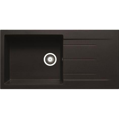 Prima+ Granite 1 Bowl Inset Kitchen Sink 1000mm L x 500mm W With Drainer - Black (1/2)