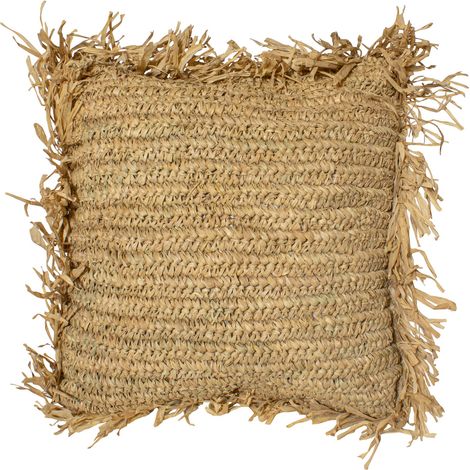 Coussin en raphia avec franges (1/5)