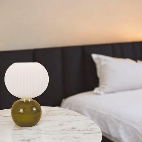 Lampe de chevet en verre Adonis kaki (1/2)
