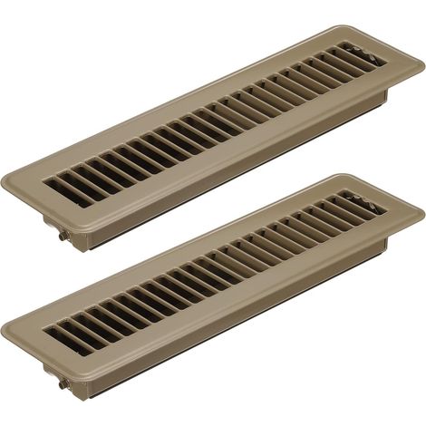 12 X 2 Pouces Grille de Sol, 2Pcs Couverture de Ventilation en Acier Robuste Réglable Décorative Facile à Ajuster pour Grilles de Sol pour Maison Bureau, Marron (1/5)