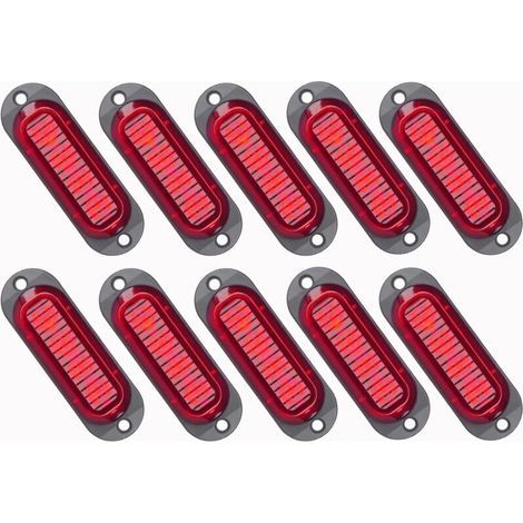 10X LED Feux de Marquage Latéral 12 / 24V Feux De Gabarit LED Remorque Lampe Latérale Avertissement Lumière pour Camion RV Caravan (Rouge),de