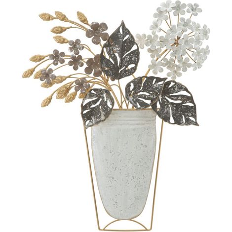 Pannello decorativo in ferro vaso con fiori per decorazioni ambienti (1/5)