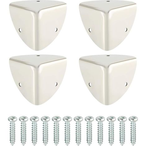 4 Protecteur d'angle, Métal brossé antirouille, Vis incluses, Pour table bureau meuble
