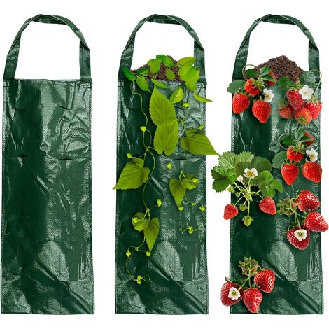 Lot de 3 sacs de plantation à suspendre pour fraises, tomates, herbes, légumes et plantes (1/5)