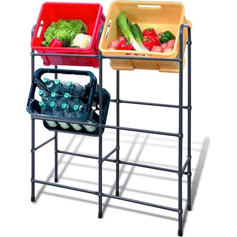 Étagère pour 6 caisses pliables en acier gris foncé 96 x 33 x 116 cm - PANGIVO (1/5)